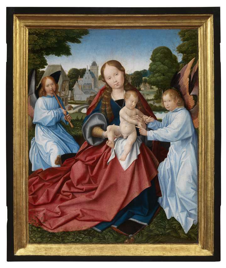 The Virgin and Child with angels, in a landscape
